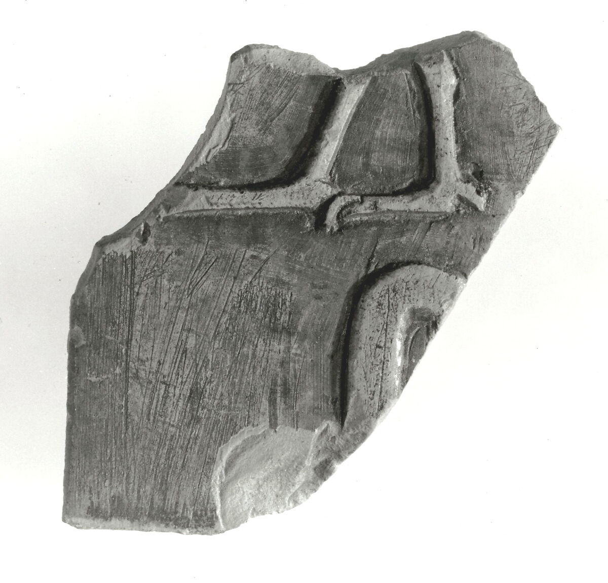 Raised relief fragment, Limestone, varnish