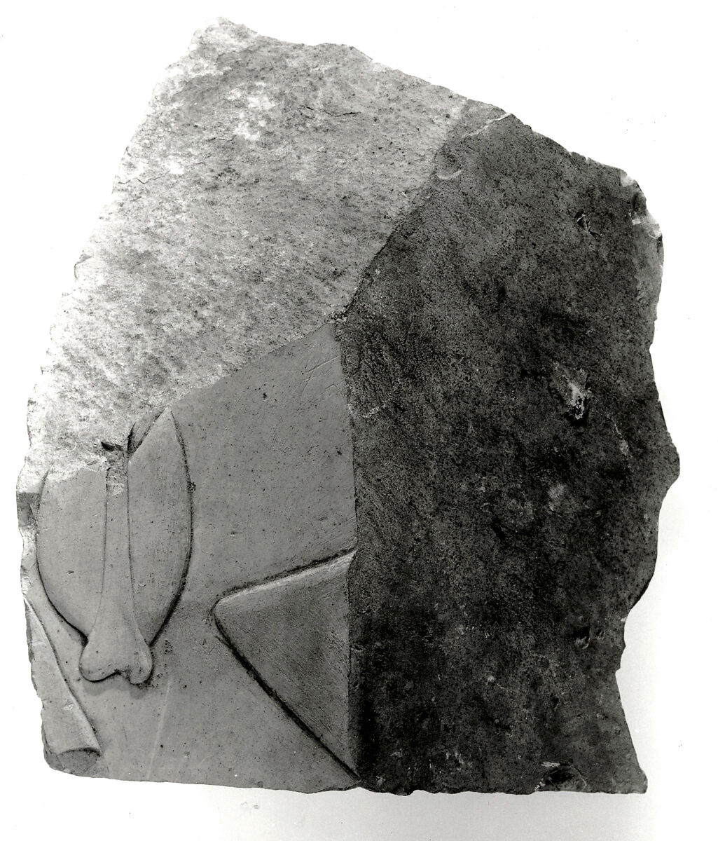 Raised relief fragment, Limestone, varnish