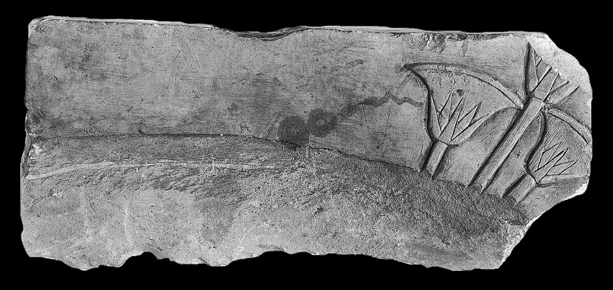 Raised relief fragment, Limestone, varnish