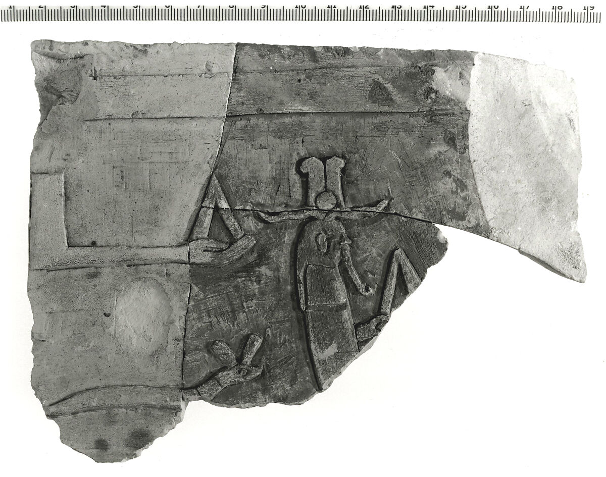 Raised relief fragment, Limestone, varnish 