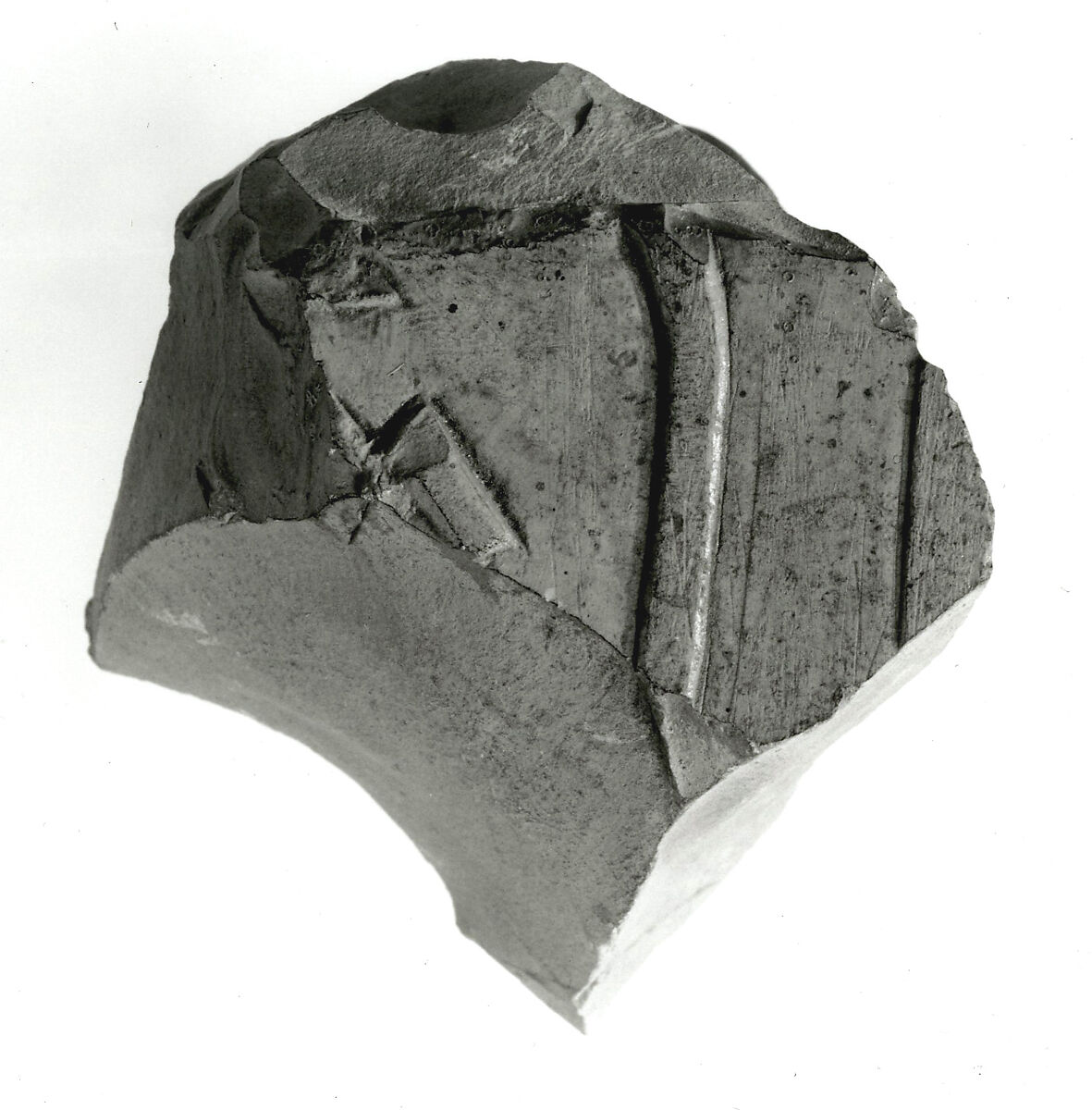 Raised relief fragment with hieroglyphs, Limestone, varnish 
