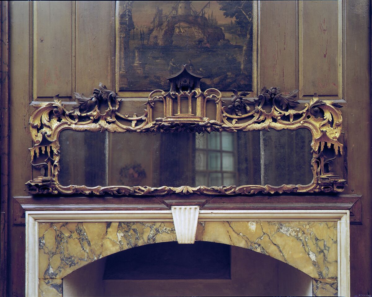 Looking glass, Pine, gilded plaster 