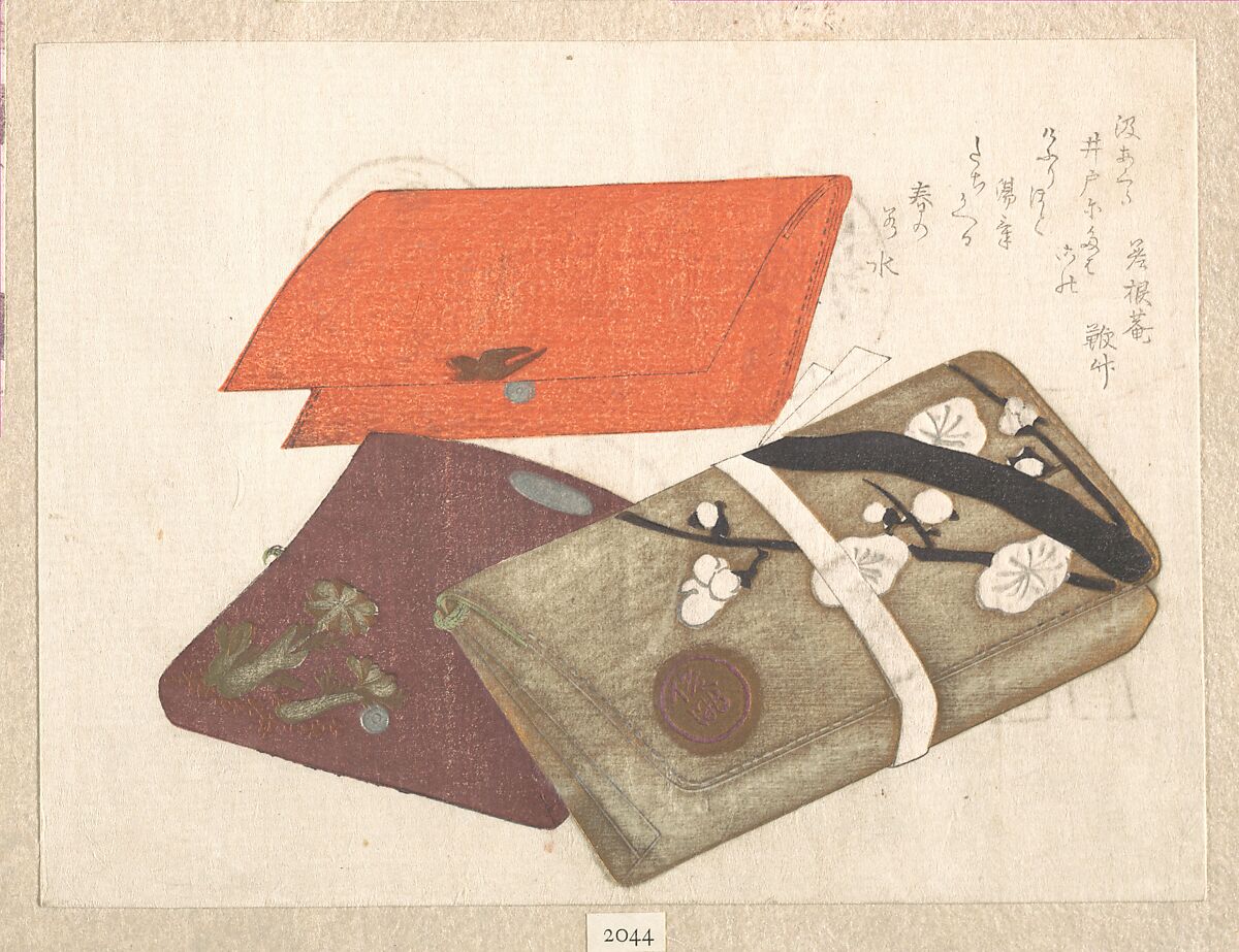 Pocket-Books, Kubo Shunman (Japanese, 1757–1820) (?), Woodblock print (surimono); ink and color on paper, Japan 