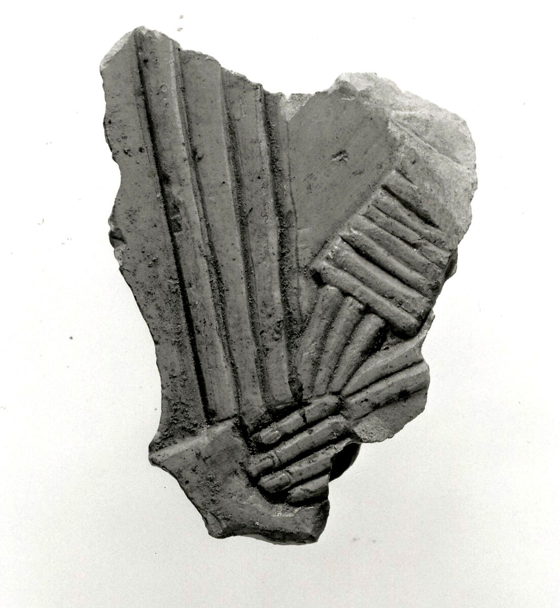 Raised relief fragment, Limestone, varnish 