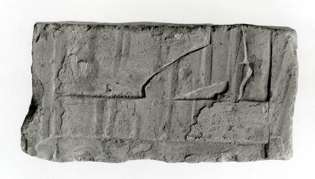 Raised relief fragment, Limestone, plaster traces