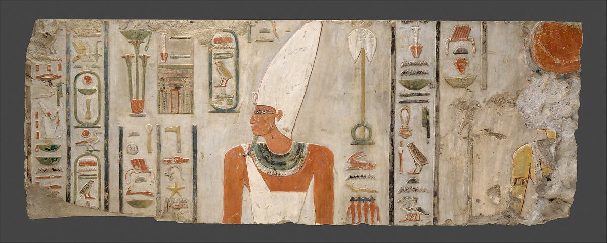 Relief of Nebhepetre Mentuhotep II and the Goddess Hathor, Limestone, paint