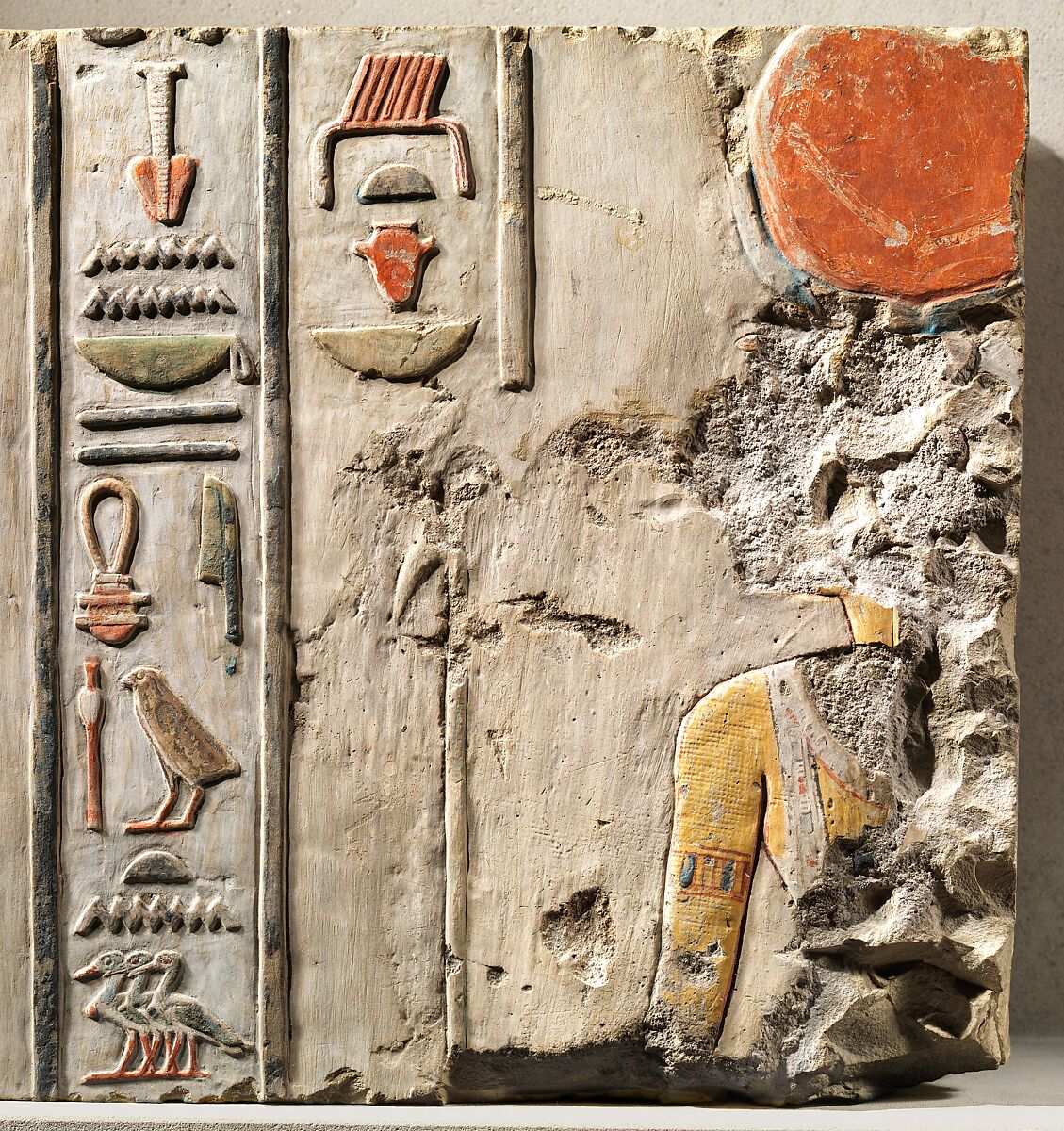 Relief of Nebhepetre Mentuhotep II and the Goddess Hathor, Limestone, paint