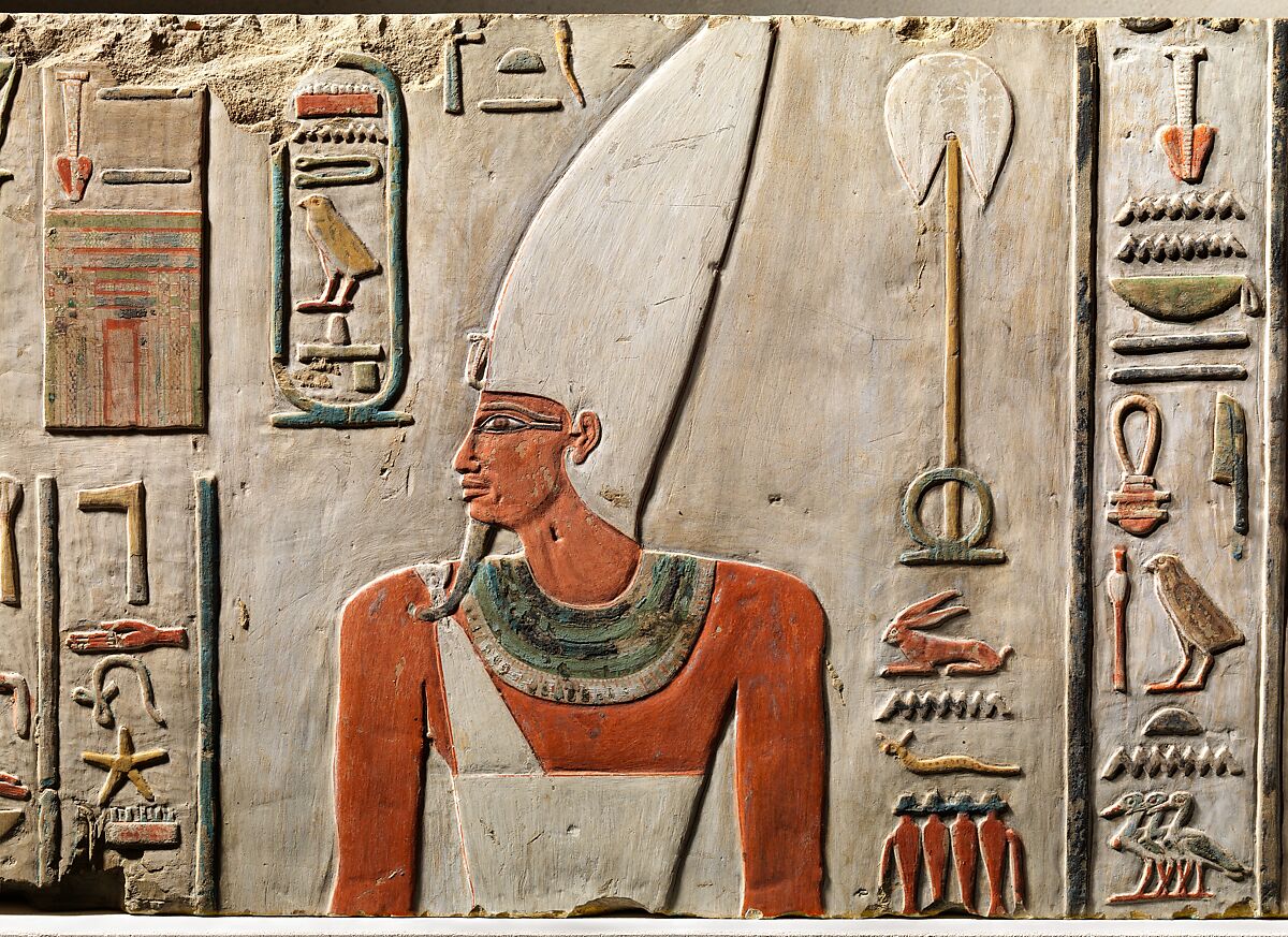 Relief of Nebhepetre Mentuhotep II and the Goddess Hathor, Limestone, paint