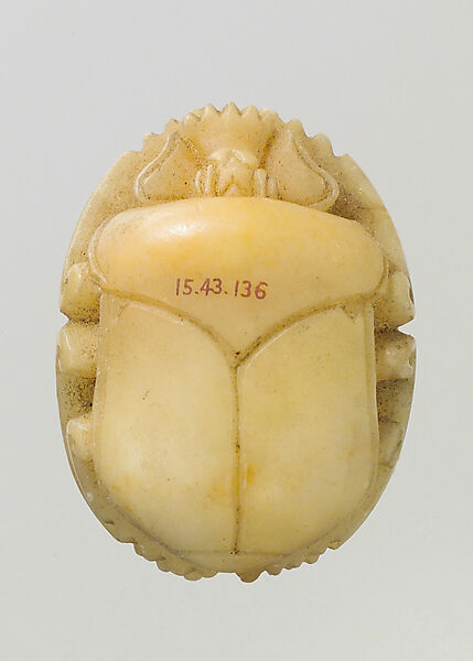 Scarab, Travertine (Egyptian alabaster) 