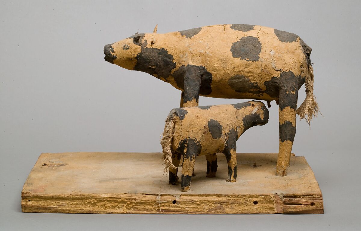 Model of a Cow and Her Calf, Wood