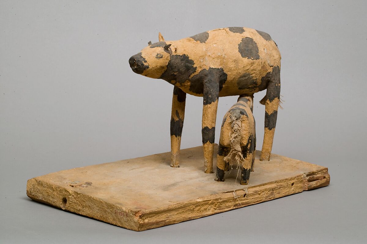 Model of a Cow and Her Calf, Wood
