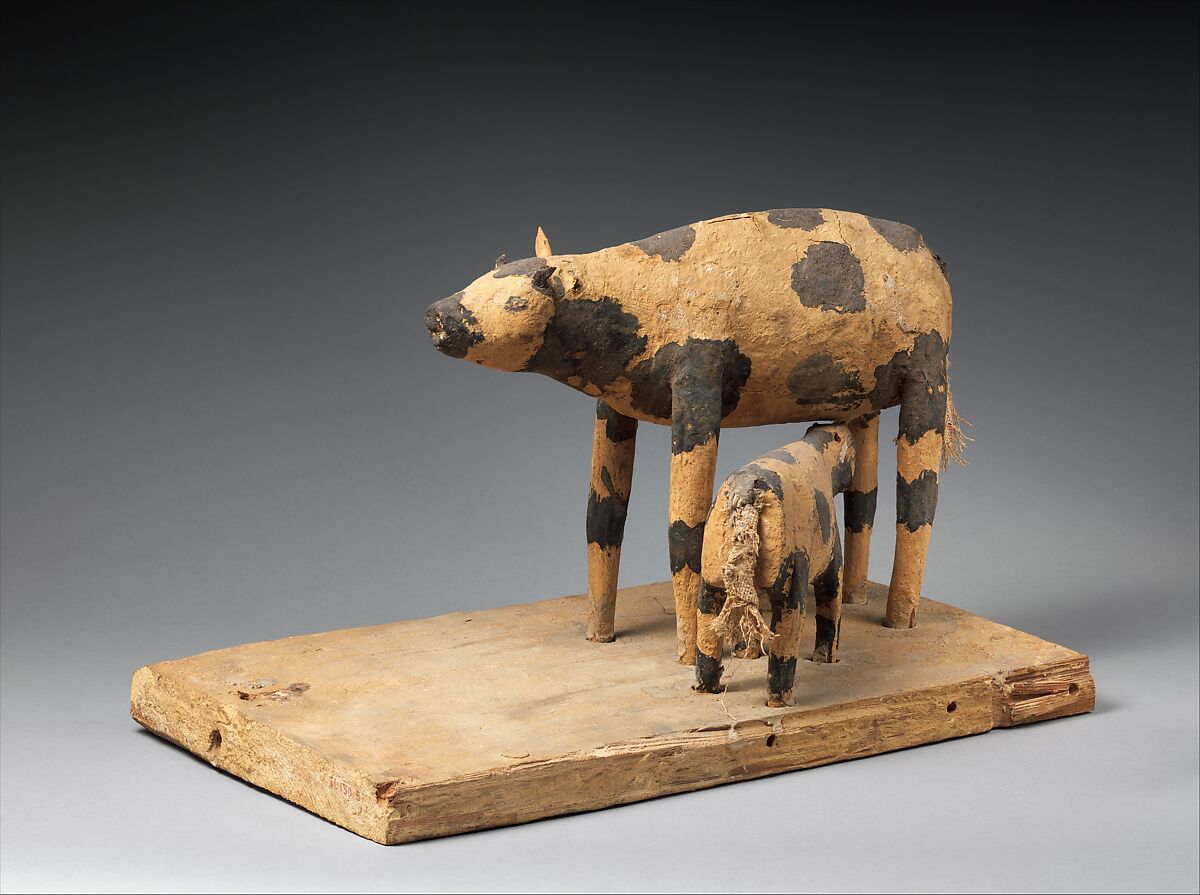 Model of a Cow and Her Calf, Wood