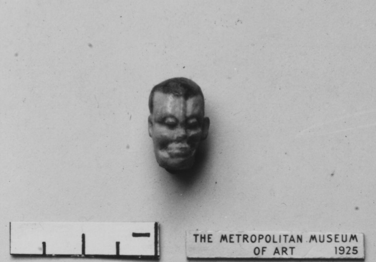 Head Amulet, Blue faience 