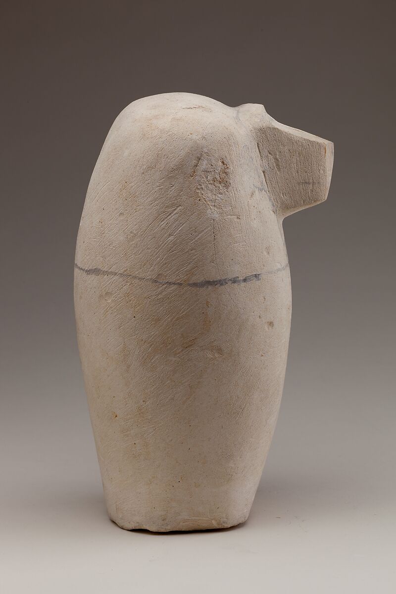 Dummy Canopic Jar with the Head of Hapy, Limestone, paint
