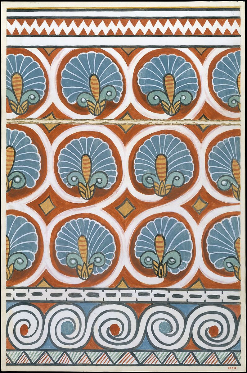 Ceiling Pattern, Tomb of Qenamun, Nina de Garis Davies (1881–1965), Tempera on Paper 