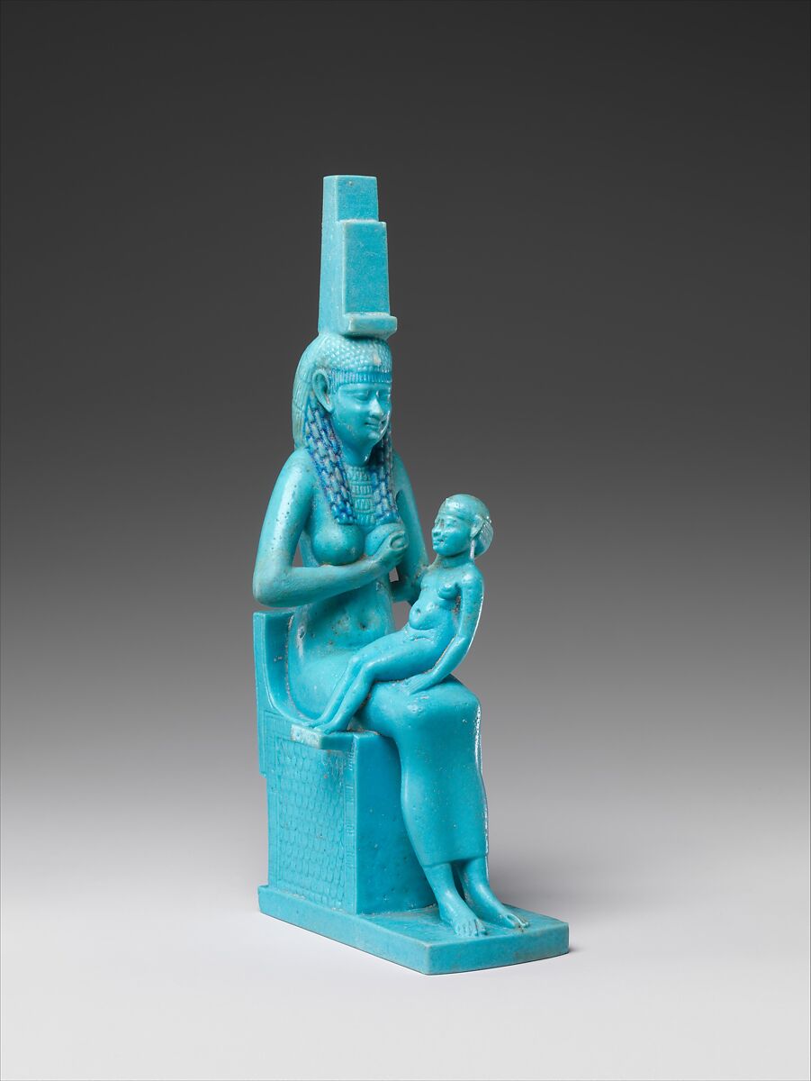 The Goddess Isis and her Son Horus, Faience 