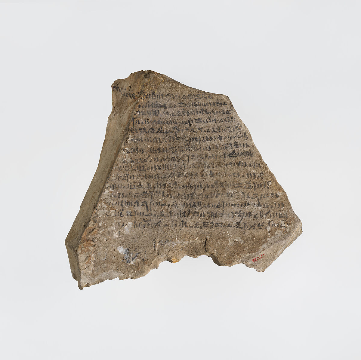 Ostracon with hieratic inscription, Limestone, ink 