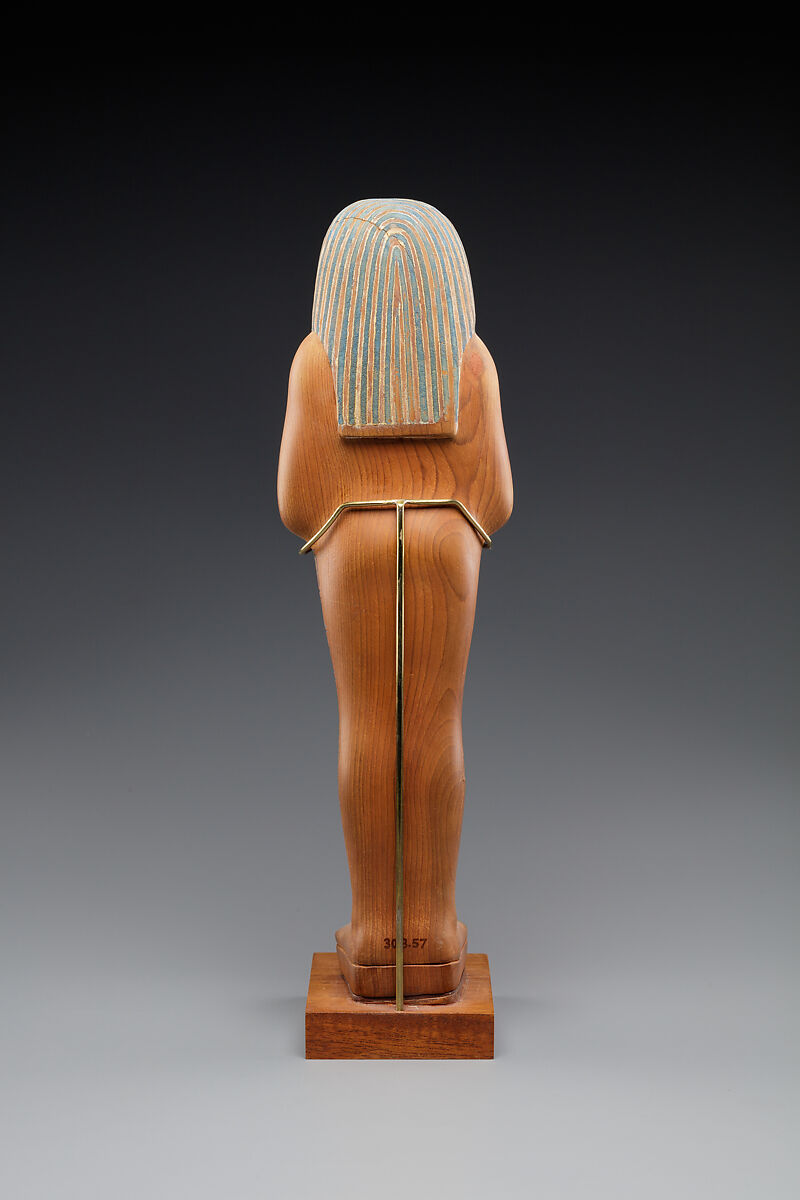 Shabti of Yuya, Cedar, paint, Egyptian blue
