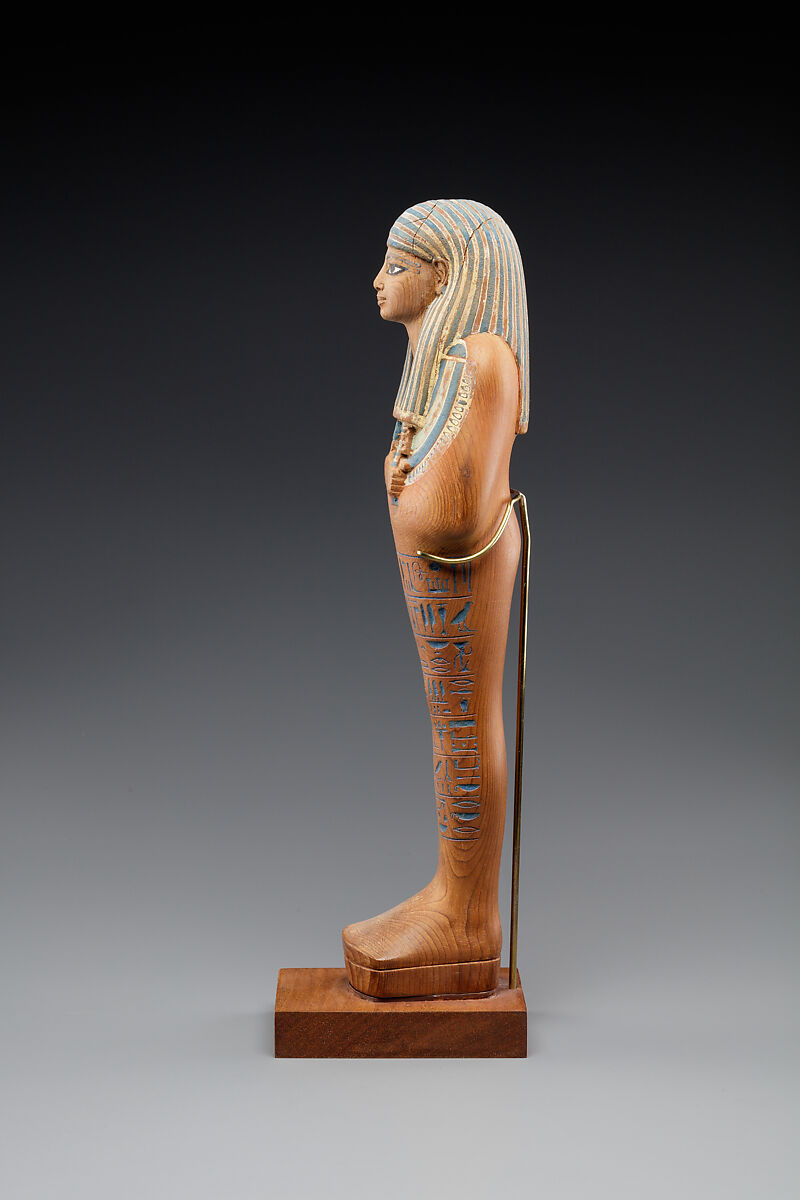 Shabti of Yuya, Cedar, paint, Egyptian blue
