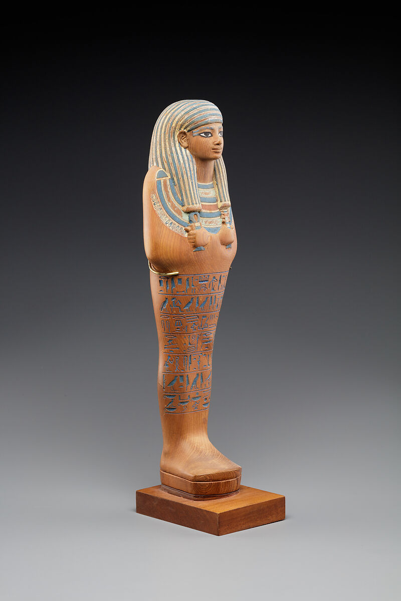 Shabti of Yuya, Cedar, paint, Egyptian blue