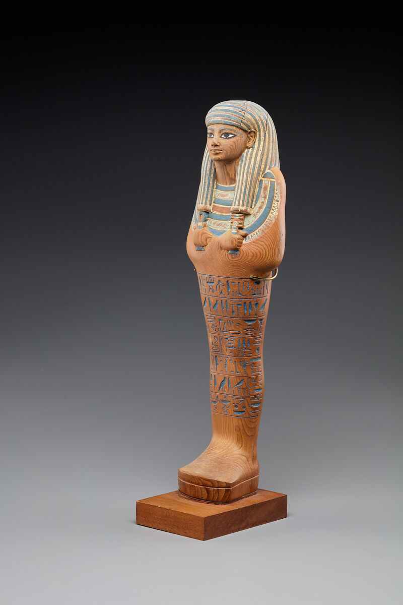 Shabti of Yuya, Cedar, paint, Egyptian blue