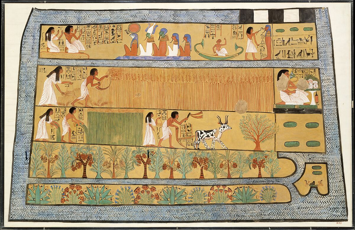 Sennedjem and Iineferti in the Fields of Iaru, Charles K. Wilkinson, Tempera on paper 