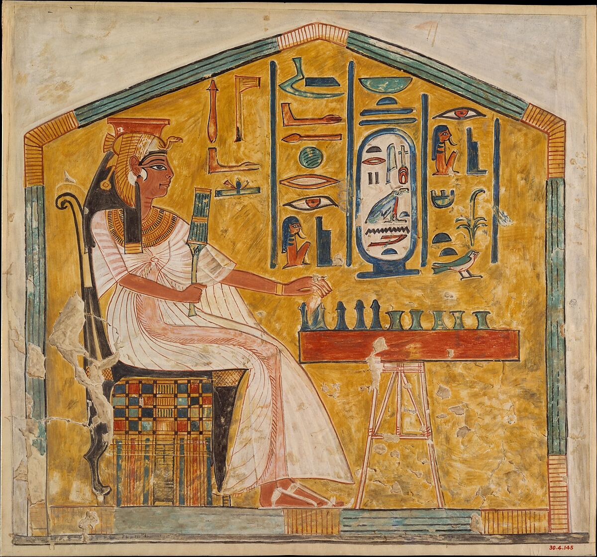 Queen Nefertari Playing Senet, Nina de Garis Davies (1881–1965), Tempera on paper 