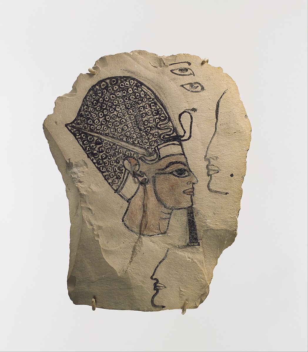 Artist's Sketch of Ramesses IV, Limestone, ink 