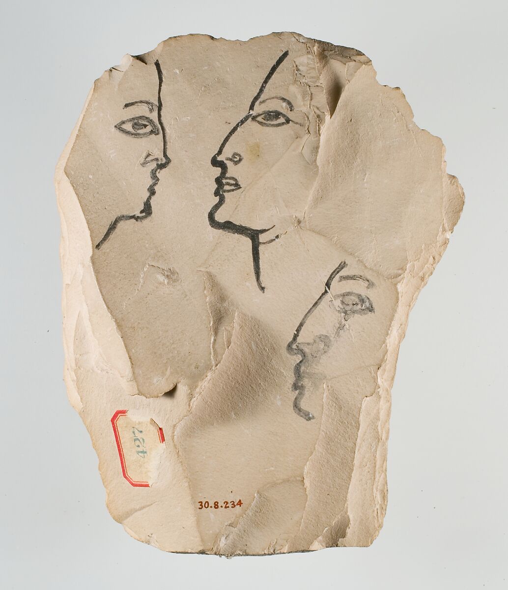 Artist's Sketch of Ramesses IV, Limestone, ink