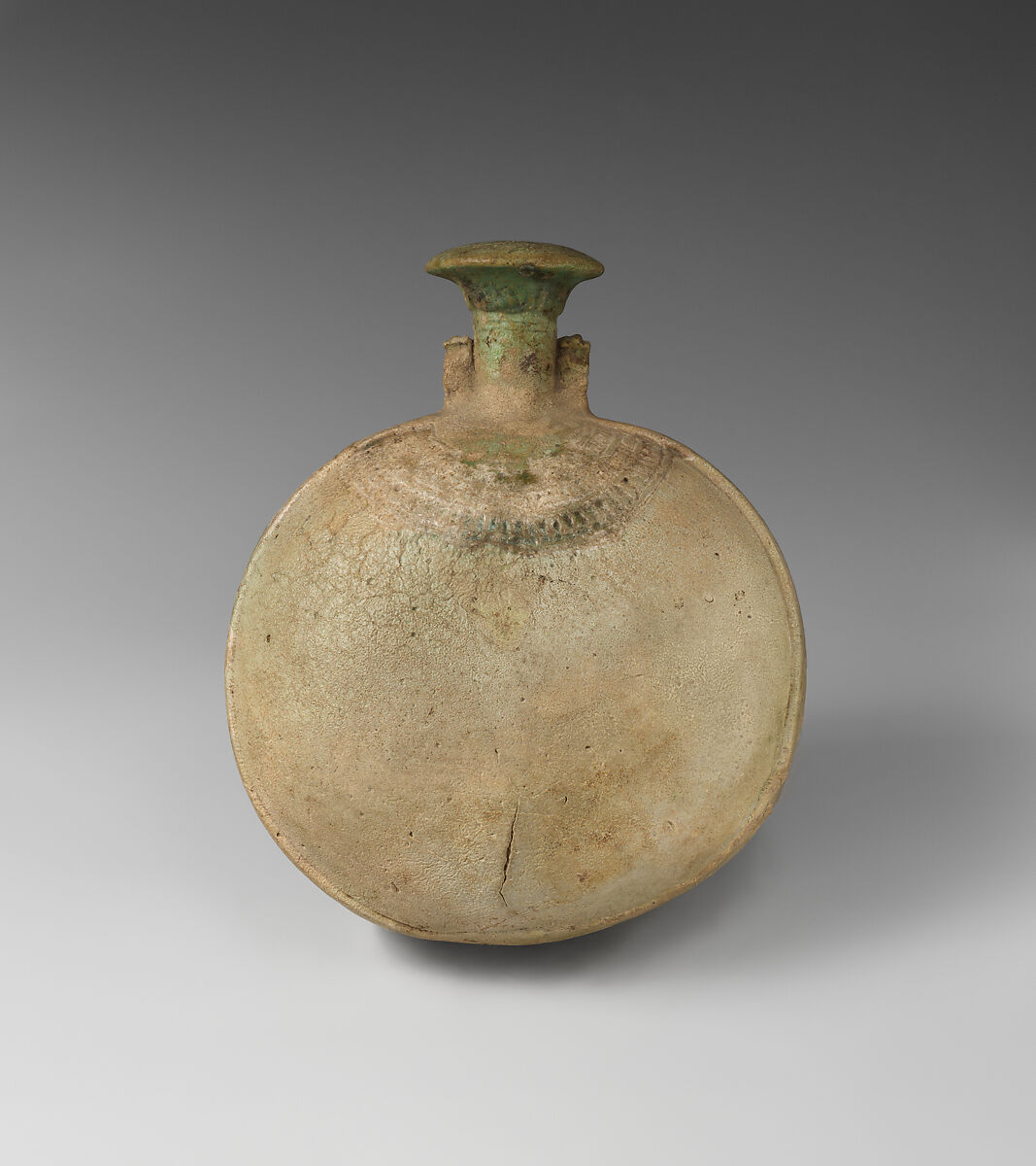 Lentoid Bottle ("New Year's Bottle"), Faience