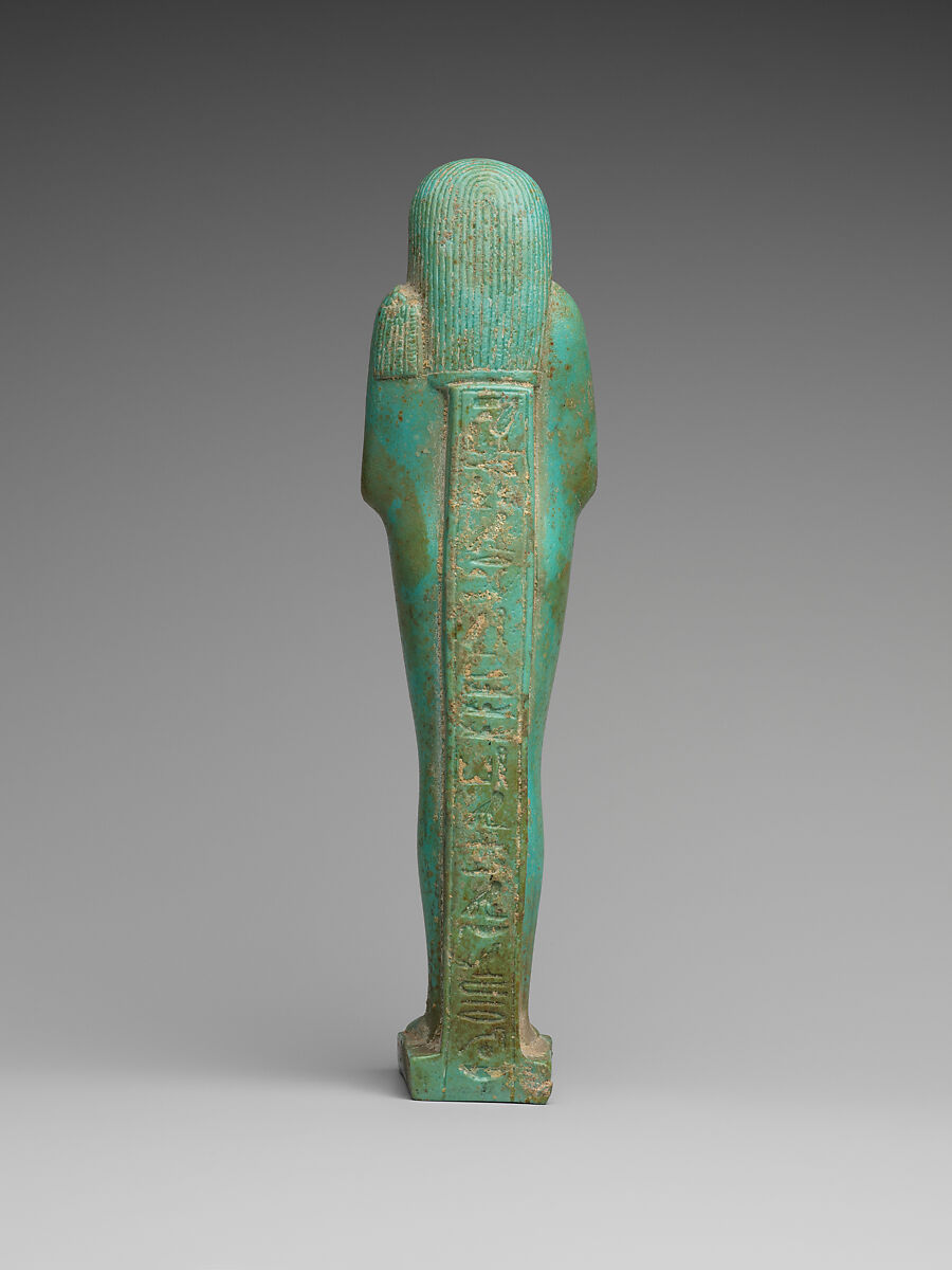Shabti of the Overseer of the Fleet Hekaemsaf, Faience