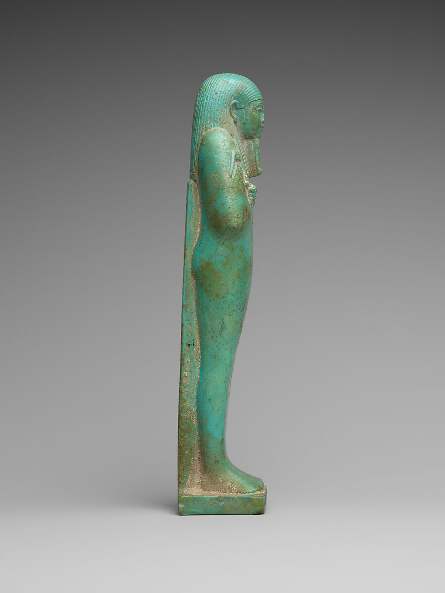 Shabti of the Overseer of the Fleet Hekaemsaf, Faience