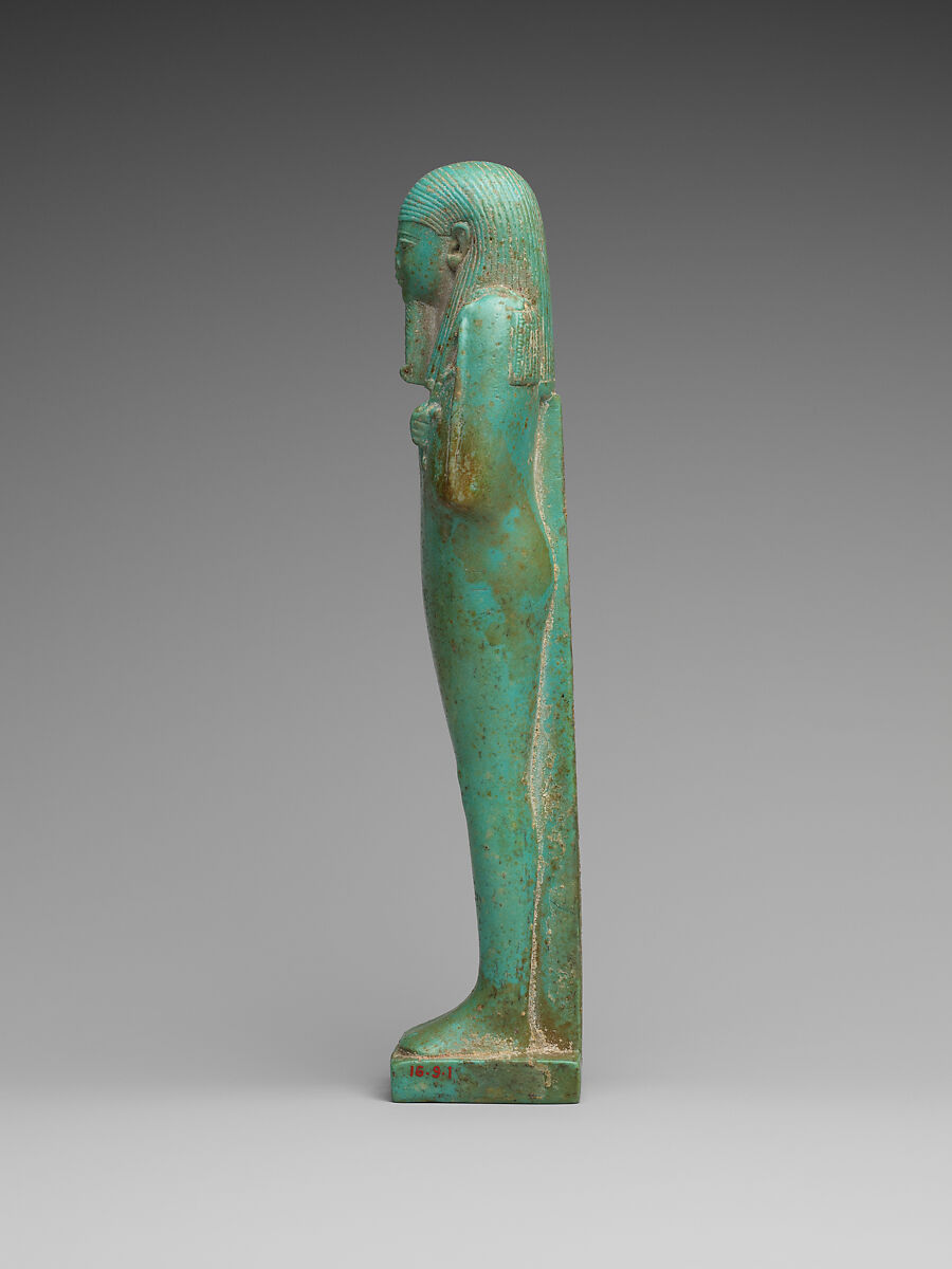 Shabti of the Overseer of the Fleet Hekaemsaf, Faience