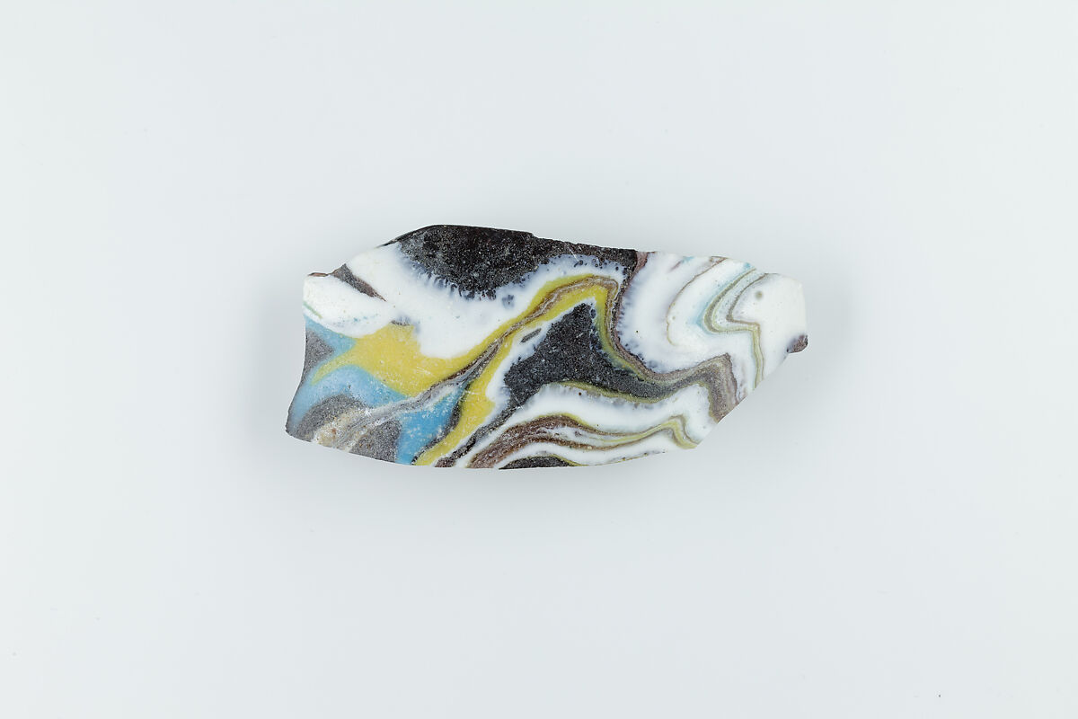 Fragment from Thick Walled Marbled Vessel, Glass 