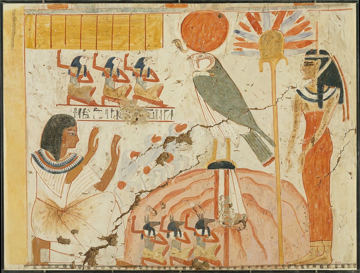 Userhat Adoring Deities of the West, Tomb of Userhat, Norman de Garis Davies (1865–1941), Tempera on paper 