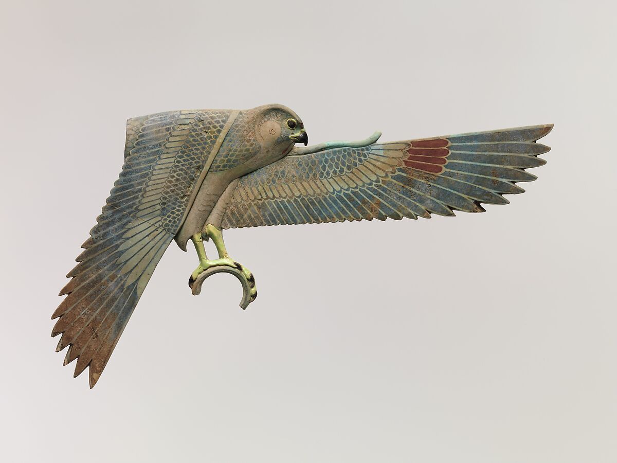 Inlay Depicting a Falcon with Spread Wings, Faience 