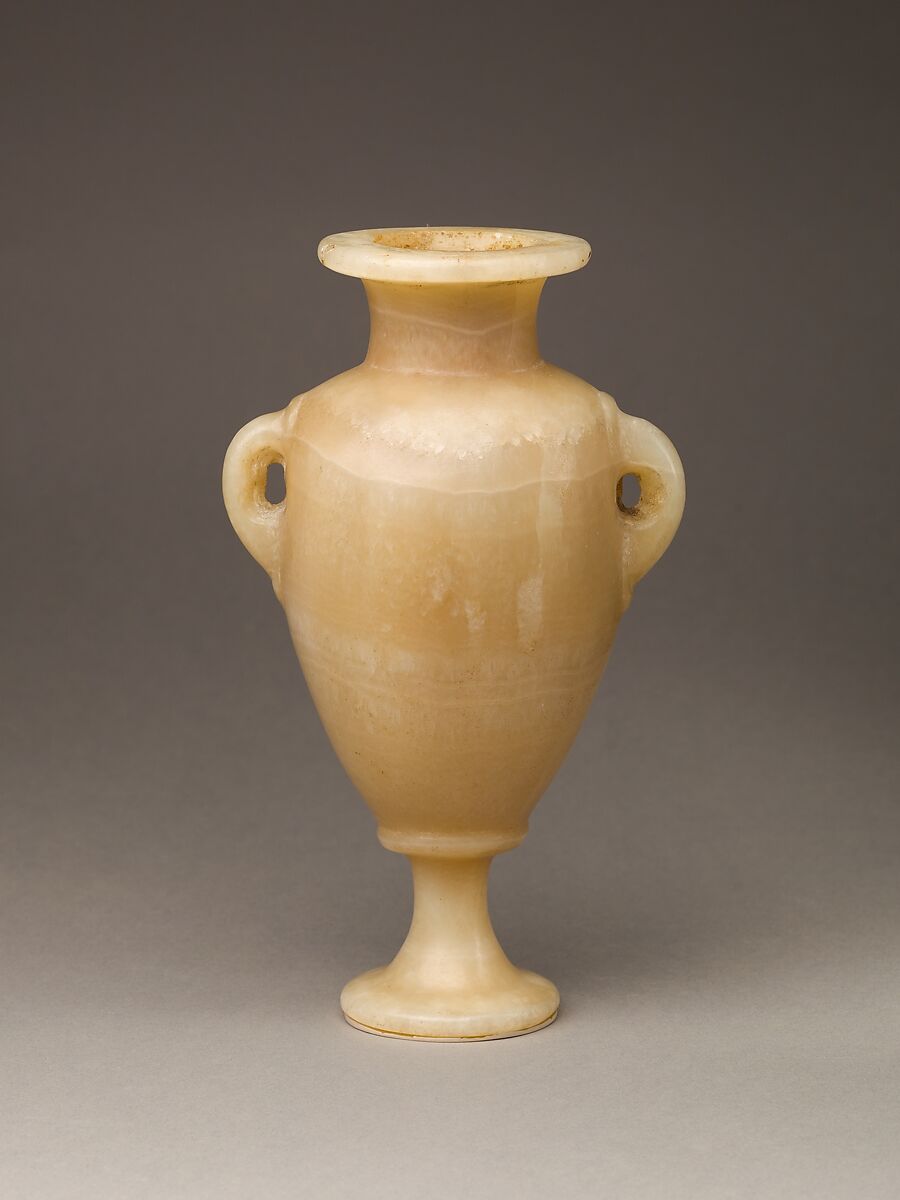 Footed Amphora Inscribed for Amenhotep II, Travertine (Egyptian alabaster)