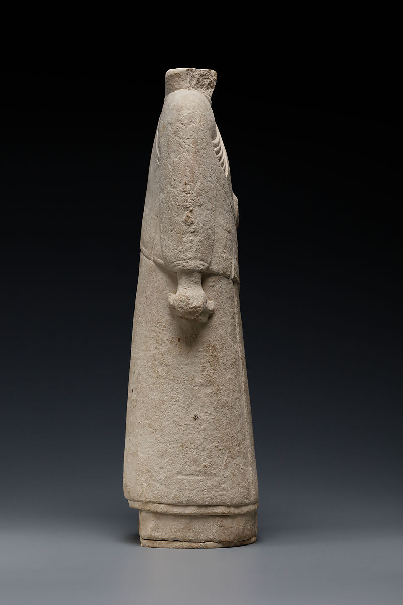 Incomplete figure in draped costume, Limestone