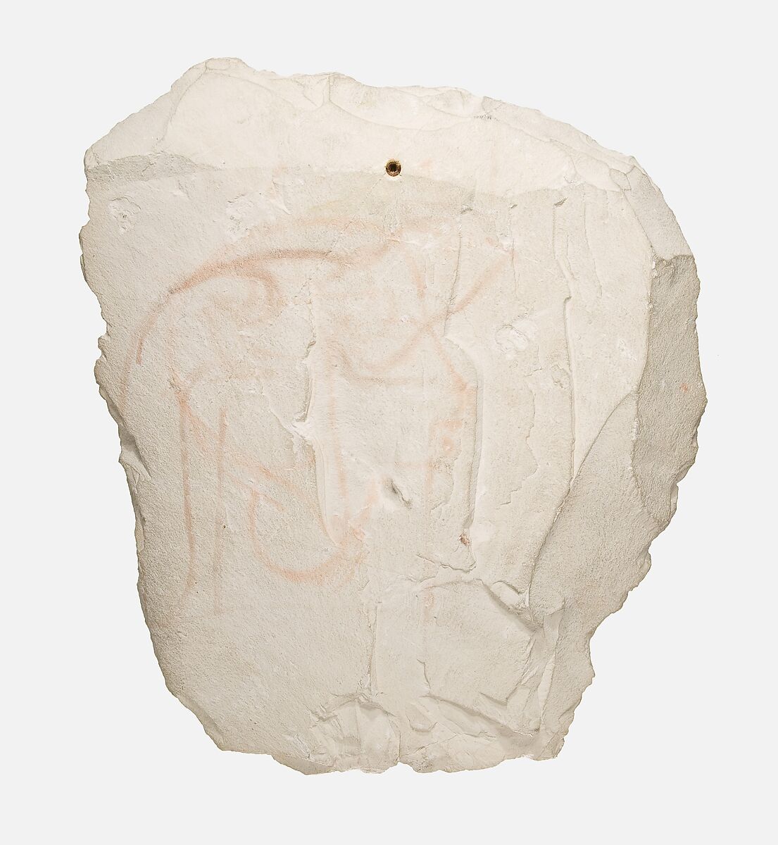 Drawing of a Ramesside King and Two Standing Figures, Limestone, ink