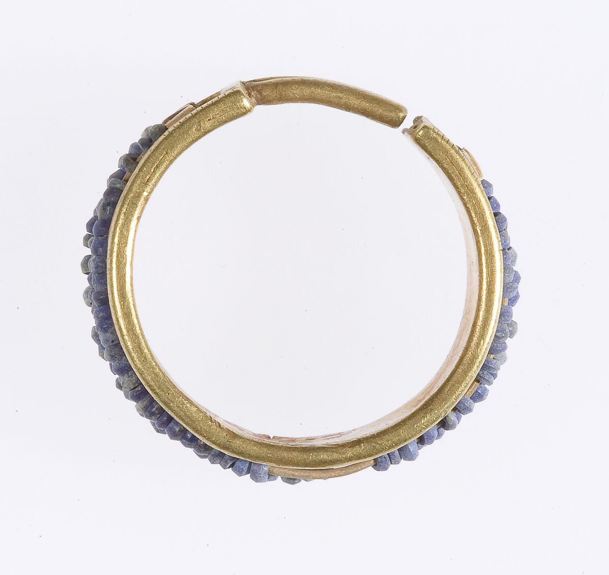 Beaded Penannular Earring, Gold, lapis-lazuli