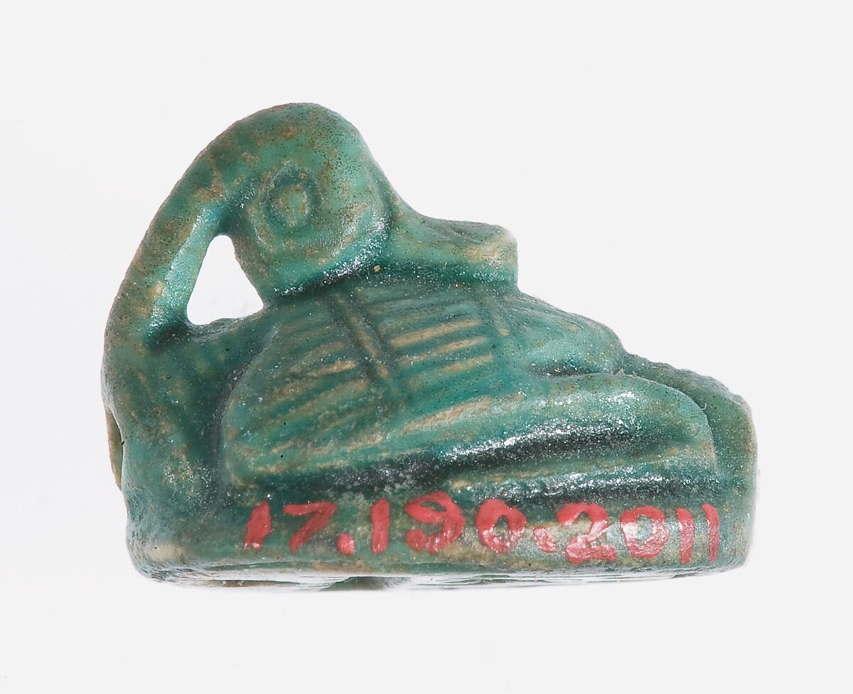 Design amulet in the form of a duck, Glazed steatite