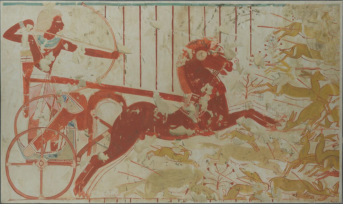 Hunting from a Chariot, Tomb of Userhat, Charles K. Wilkinson, Tempera on paper 