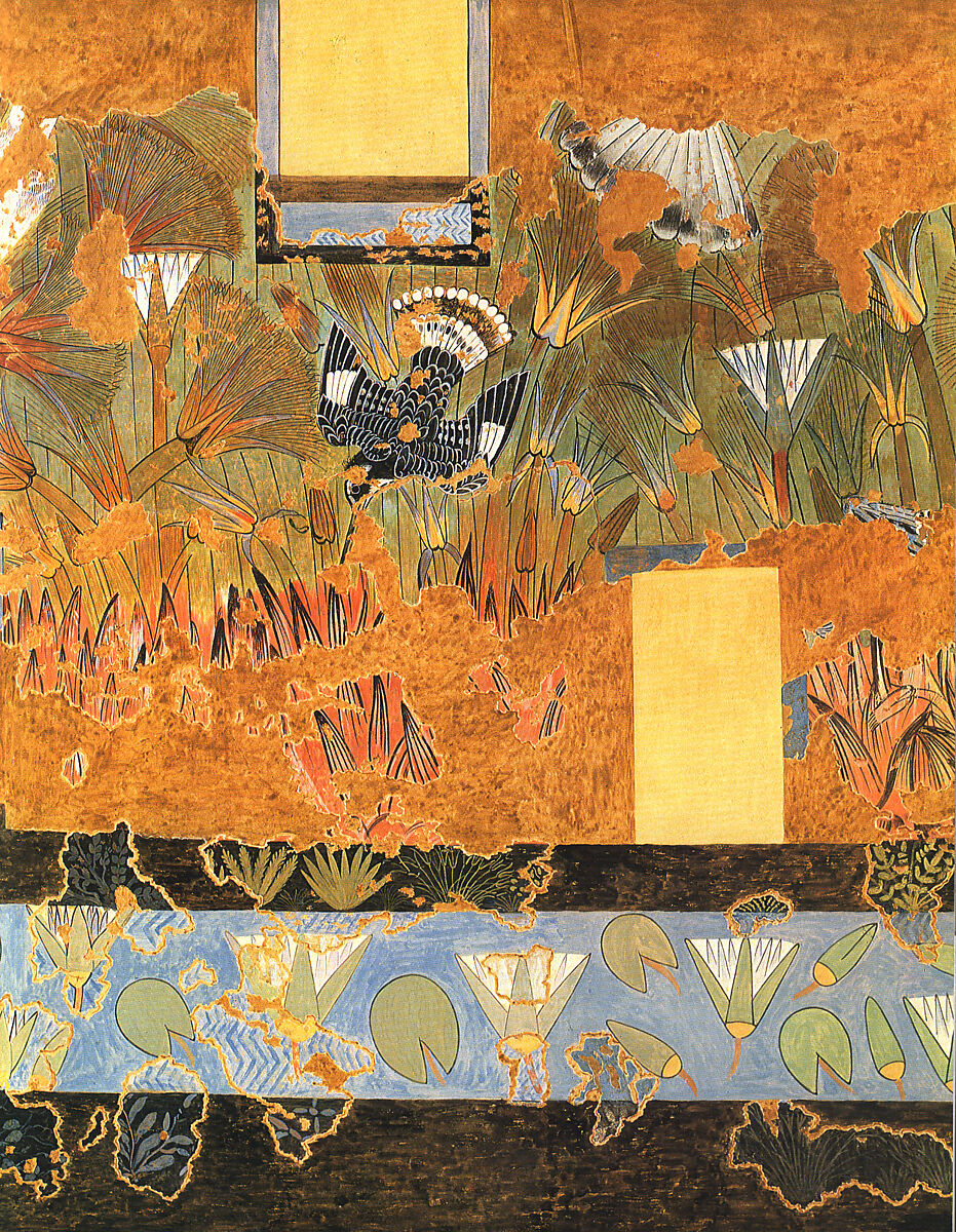 Facsimile painting from the 'Green Room' in the North Palace at Amarna, Nina de Garis Davies (1881–1965), Tempera on paper