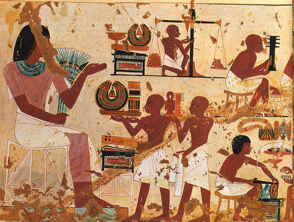 Craftsmen, Tomb of Nebamun and Ipuky, Norman de Garis Davies (1865–1941), Tempera on Paper