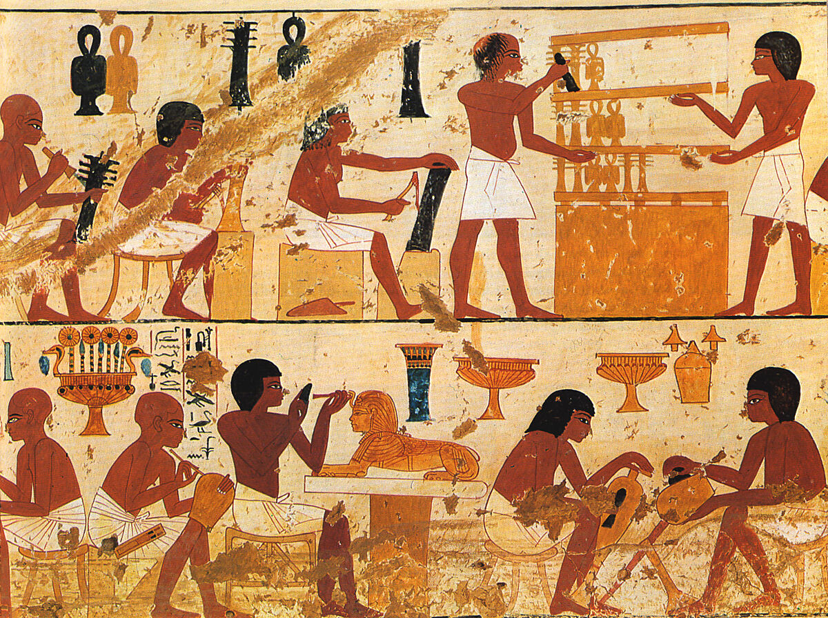 Craftsmen, Tomb of Nebamun and Ipuky, Norman de Garis Davies (1865–1941), Tempera on Paper