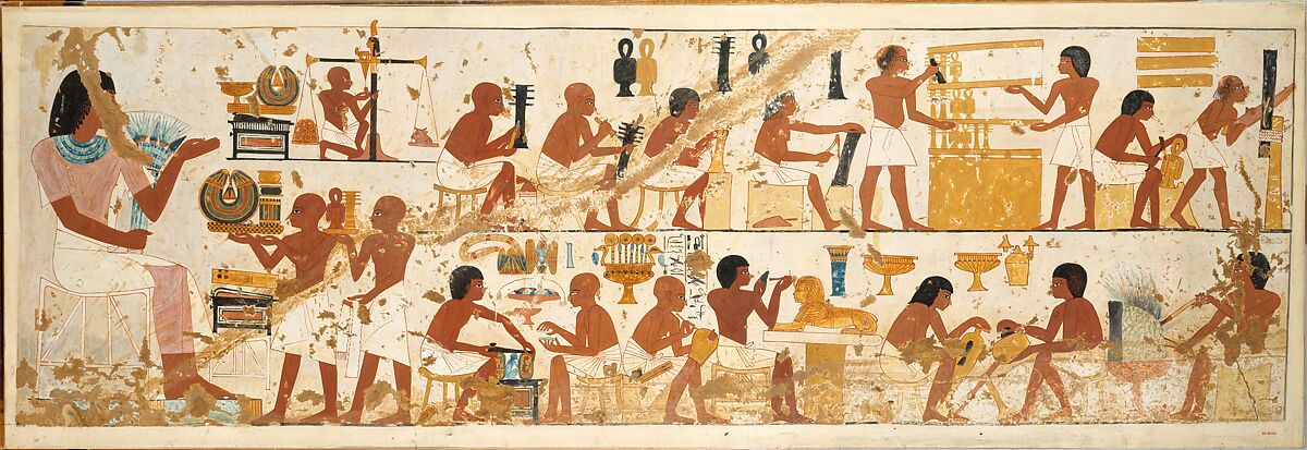 Craftsmen, Tomb of Nebamun and Ipuky, Norman de Garis Davies (1865–1941), Tempera on Paper 