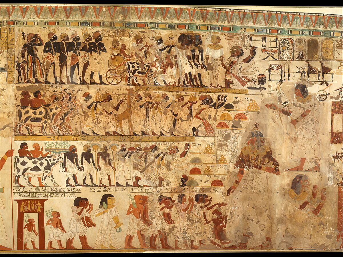 Nubian Tribute Presented to the King, Tomb of Huy, Charles K. Wilkinson ca. 1923-1927, Tempera on paper