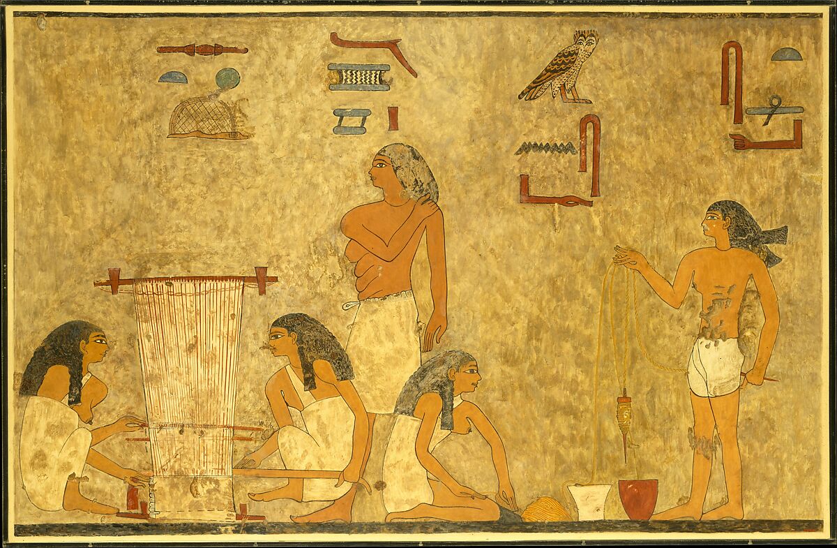 Weavers, Tomb of Khnumhotep, Norman de Garis Davies (1865–1941), Paper, tempera paint, ink 