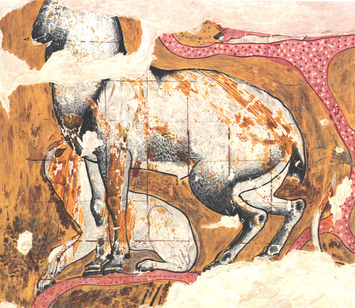 Ibex and Dog from the Tomb of Qenamun, Nina de Garis Davies (1881–1965), Tempera on paper 