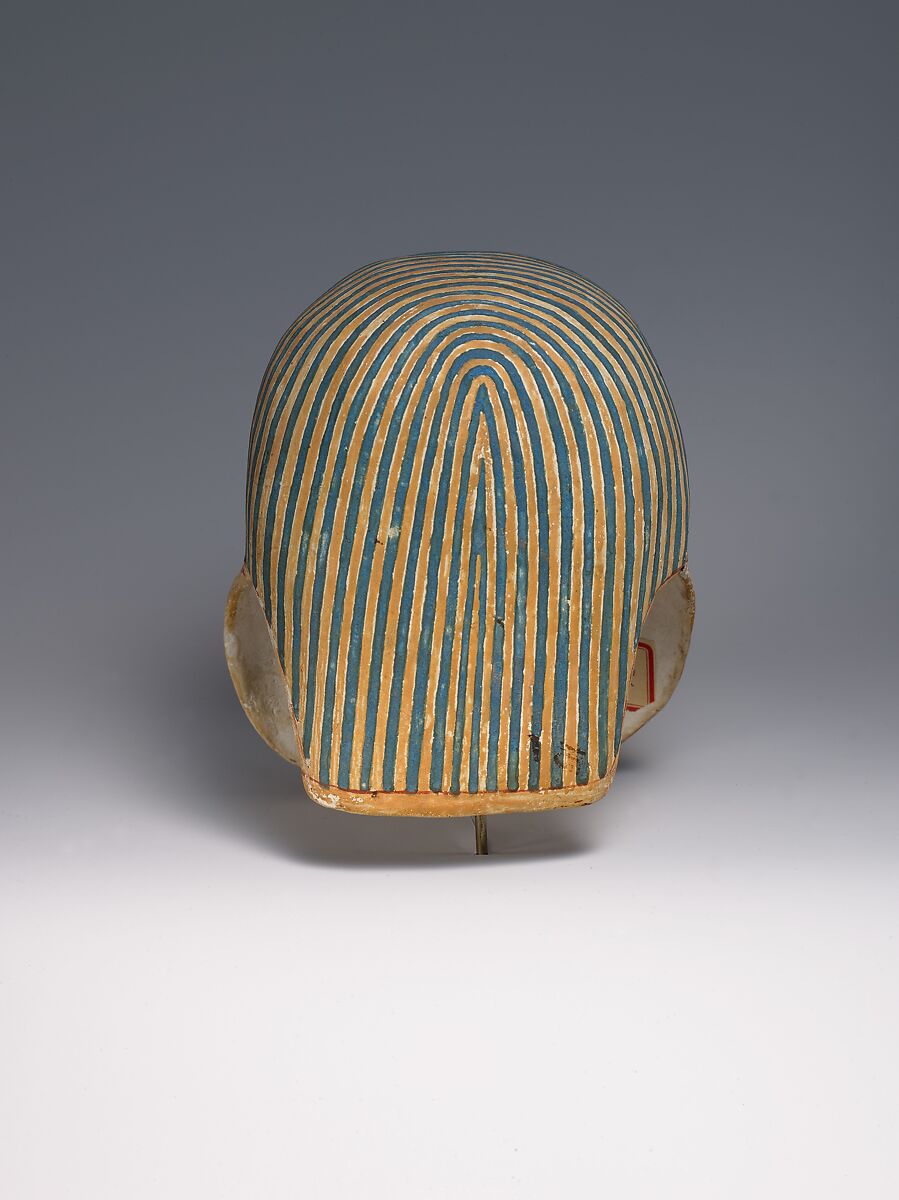 Miniature Mask for a Canopic bundle, Cartonnage, paint